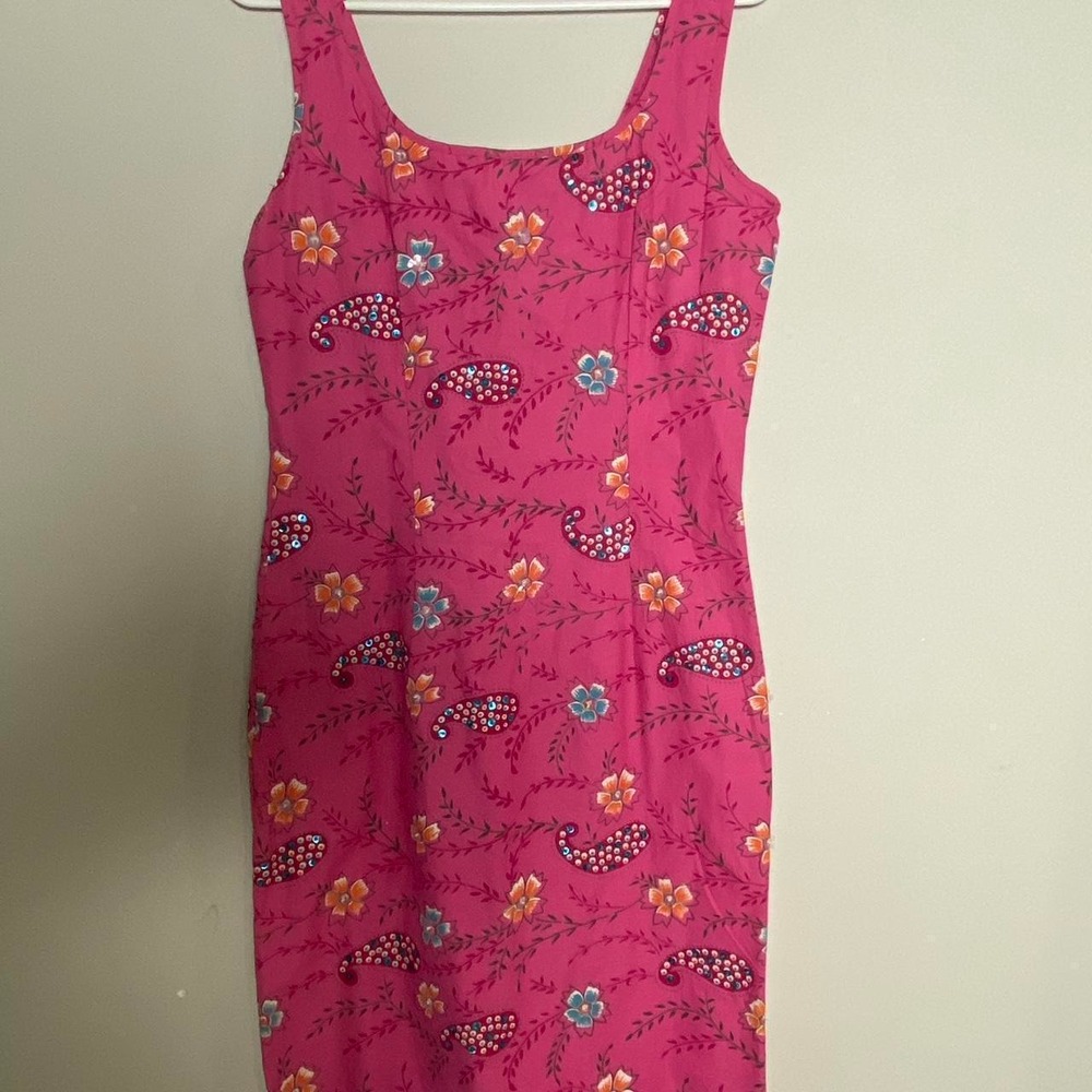 Vintage Pink Floral Paisley Midi Dress – Fairycore Cottagecore Summer